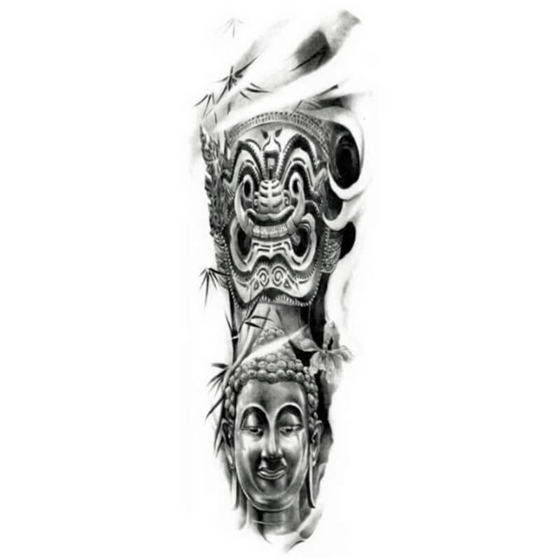 Buddha Sleeve Temporäre Tattoos Temporary Tattoos Klebetattoos Faketattoos Tattlook