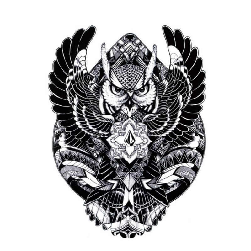 Maori Owl Temporäre Tattoos Temporary Tattoos Klebetattoos Faketattoos Tattlook