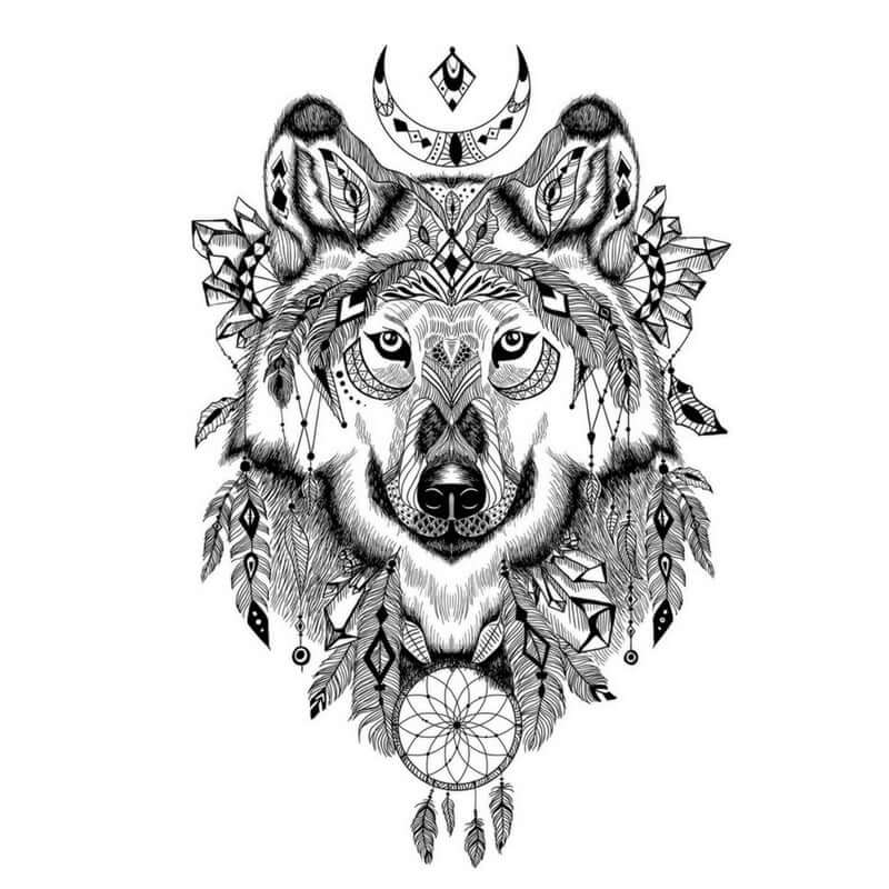 Maya Wolf Temporäre Tattoos Temporary Tattoos Klebetattoos Faketattoos Tattlook