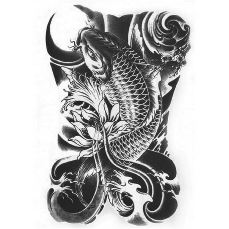 Black Koi Temporäre Tattoos Temporary Tattoos Klebetattoos Faketattoos Tattlook